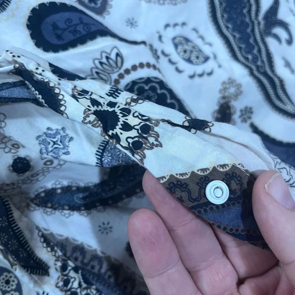 Vtg IKEA SÖTBLOMSTER Twin Duvet Cover Blue Brown Paisley Boho 1999 19489